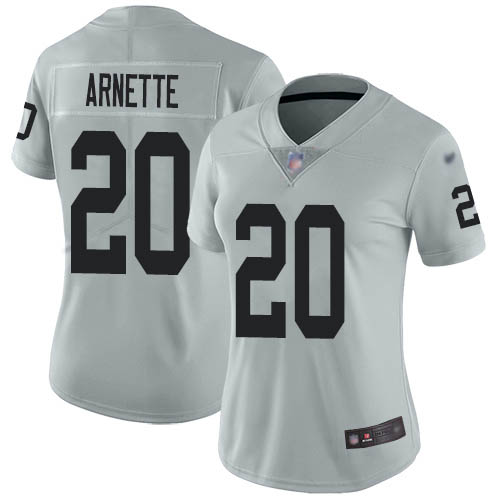 Nike Raiders #20 Damon Arnette Silver Women's Stitched NFL Limited Inverted Legend Jersey